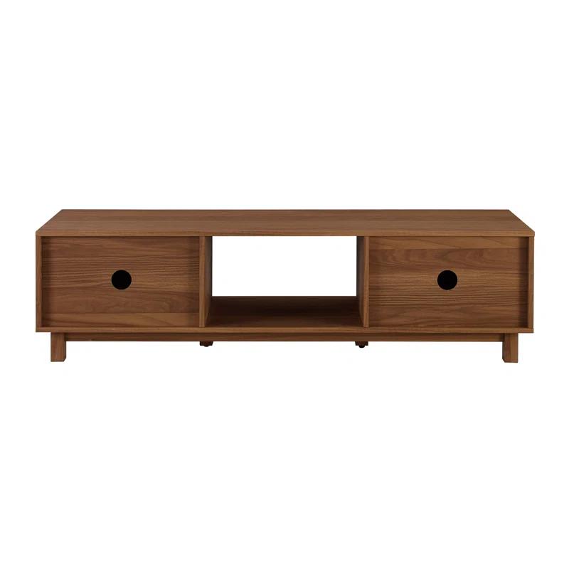 Mocha Engineered Wood 2-Door TV Stand with Storage