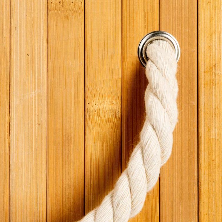 Household Essentials Bamboo Double Laundry Hamper with Rope Handles, Lid and Removable Machine Washable Laundry Bag, 39-Gallons