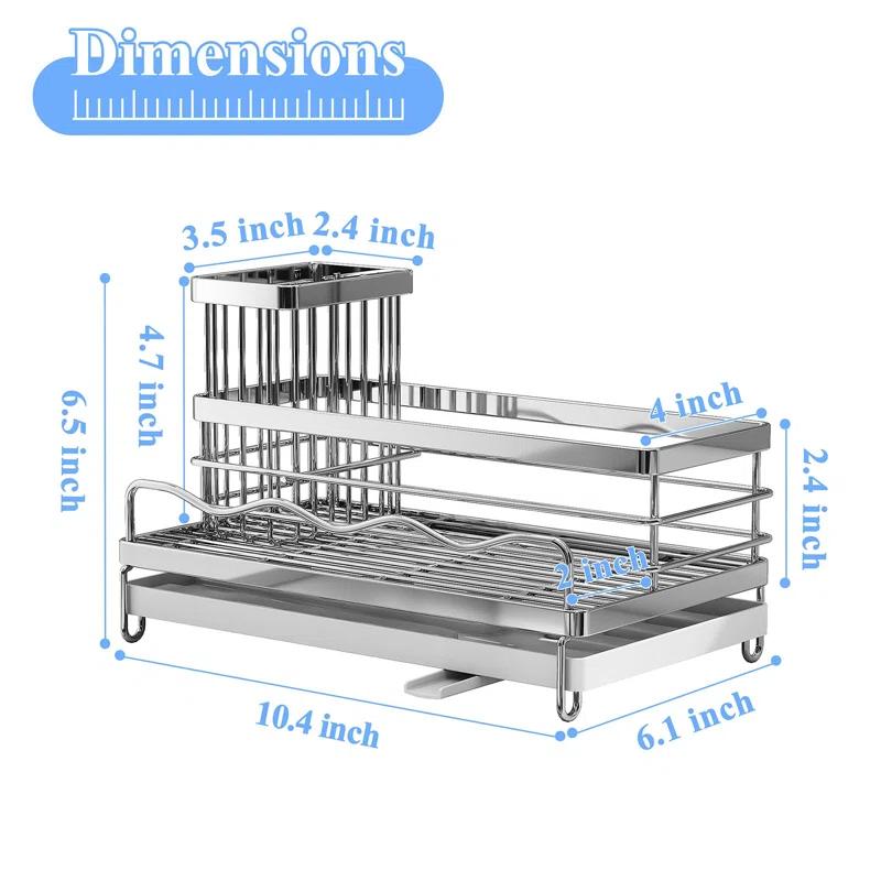 COAHAHA Rust Resistant Stainless Steel Sink Caddy - Large Capacity With Removable Brush Rack