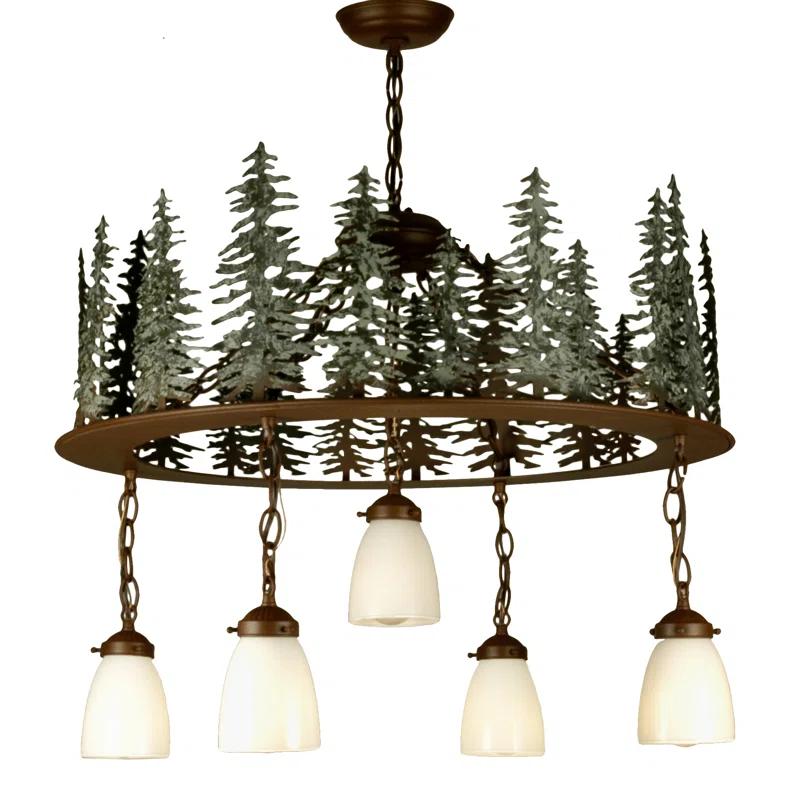 Meyda Lighting Rustic Lodge 5 - Light Dimmable Wagon Wheel Chandelier