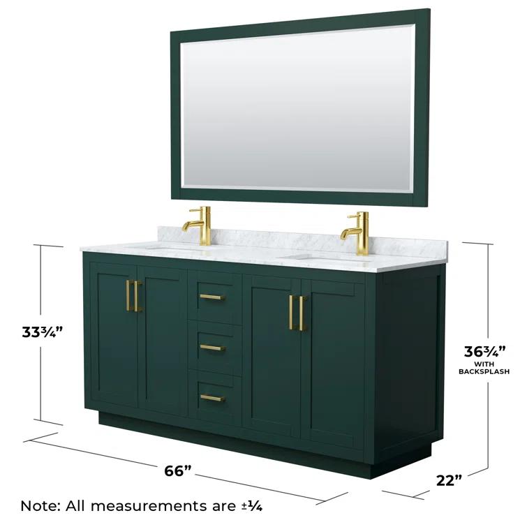 Wyndham Collection Miranda 66" Freestanding Double Bathroom Vanity with Marble Top with 58" Mirror
