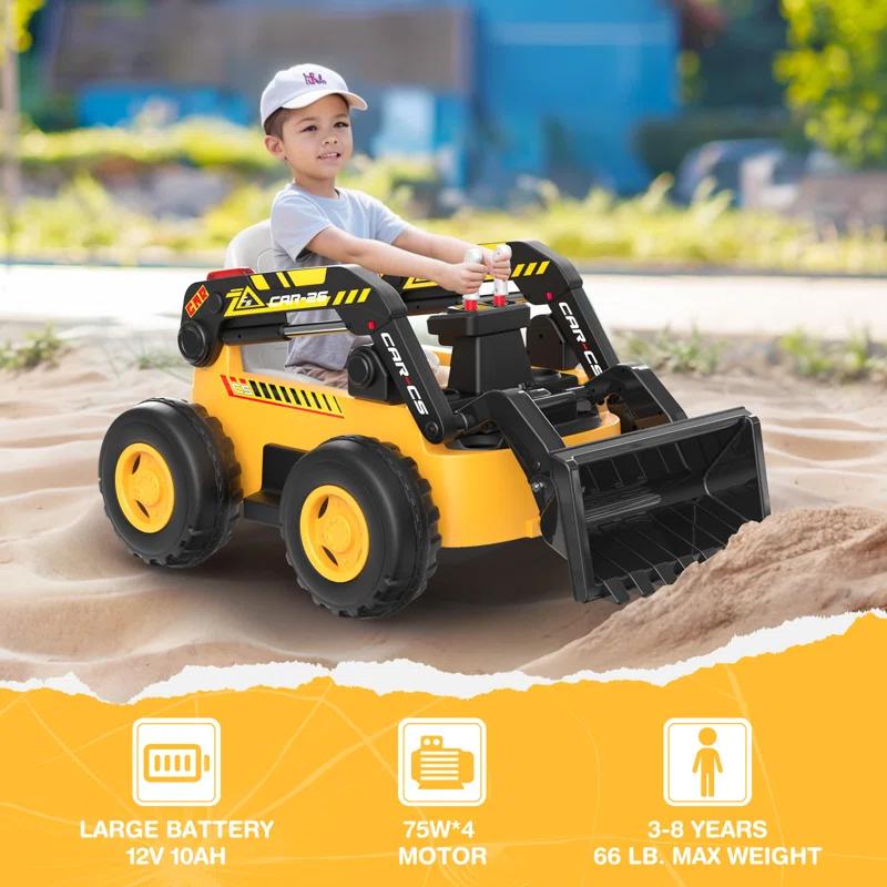 LIGIANT Ligiant Ride On Bulldozer, Kids Ride On Toy With Motorized Front Loader, 4wd Motors, Large 12v 10ah Battery, Bluetooth, Remote Control, Ages 3+
