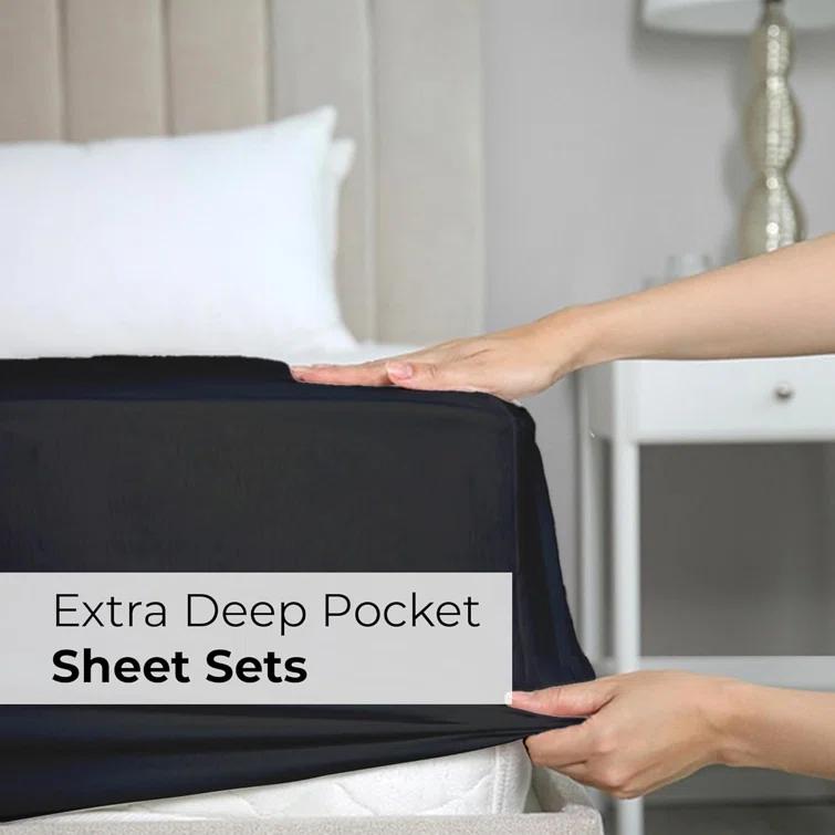 CGK Linens Extra Deep Pocket luxury Sheet Set - Solid Ultra Soft & Cooling Sheet Sets