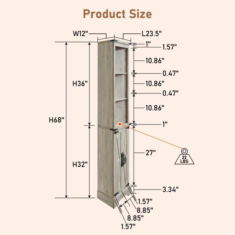 Farmhouse 5 Chest of Drawers, Tall Drawers Dresser with Sliding Barn Door