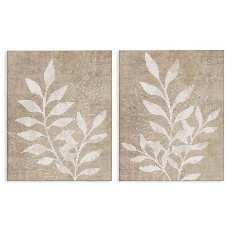 Stupell Industries " Boho Botanical Leaf Silhouette " by Natalie Carpentieri 2 - Pieces