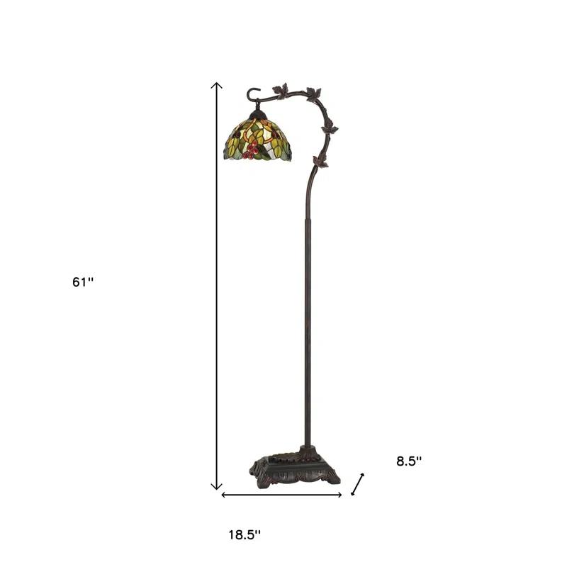 Bloomsbury Market 61" Bronze Traditional Shaped Floor Lamp With Green Yellow Dome Shade