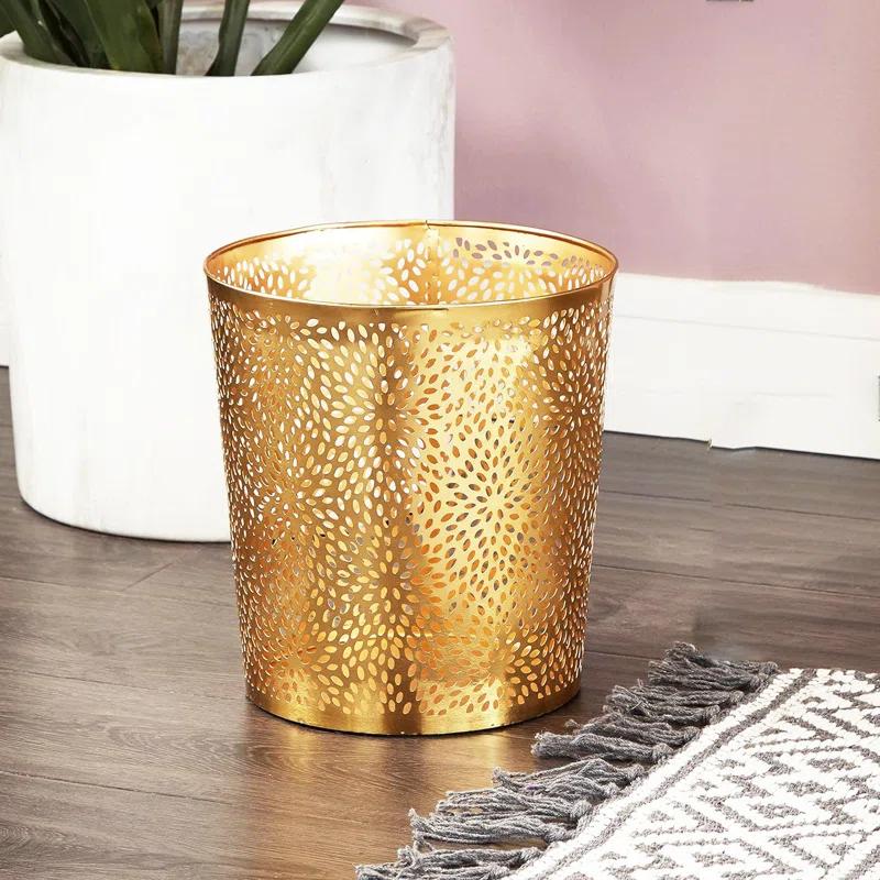 Modern Perforated Design Round Metal Waste Basket