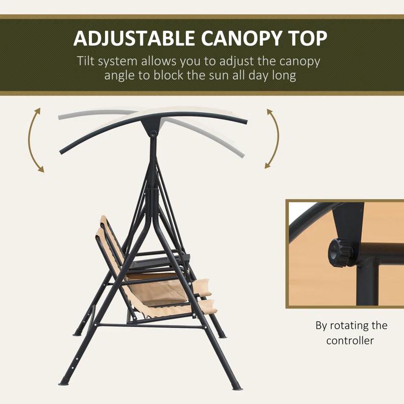 Arlmont & Co. 2-Seat Patio Swing Chair, Outdoor Canopy Swing Glider