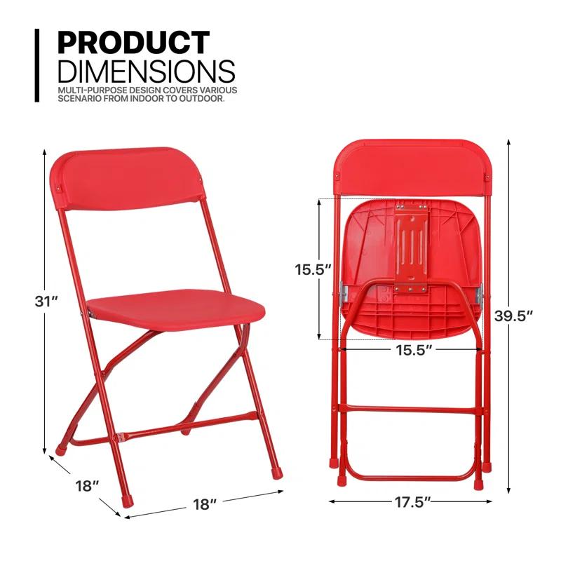 Laione Plastic Stackable Folding Chairs, Patio Garden Wedding Party Event Seat for Indoor Outdoor (Set of 10)