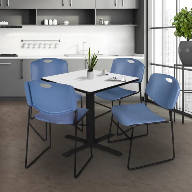 Regency Regency Cain Square X-Base Breakroom Table & 4 Zeng Stack Chairs