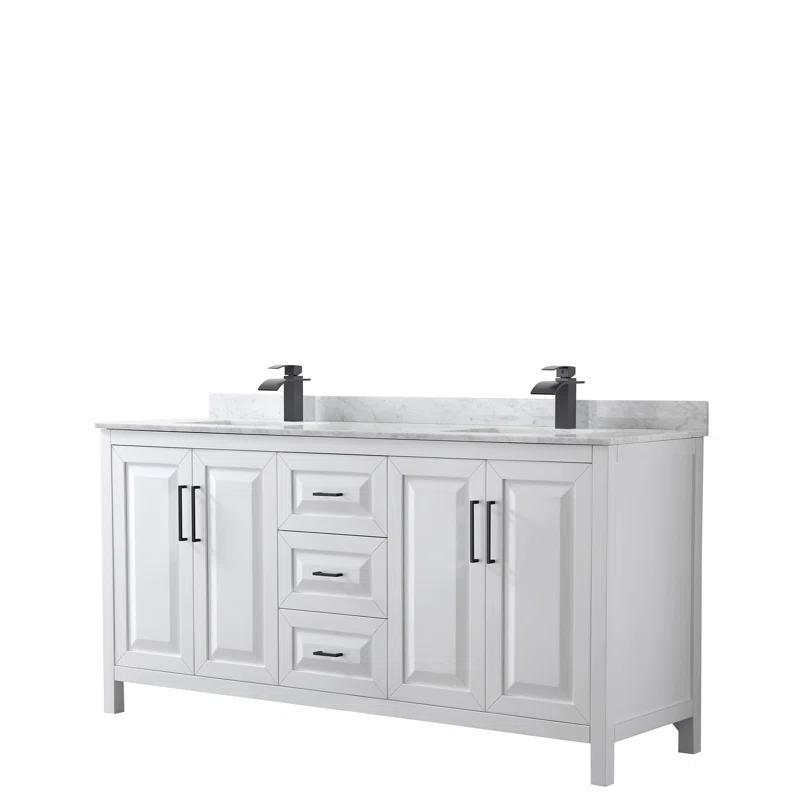 Wyndham Collection Daria 72'' Double Bathroom Vanity with Carrara Marble Top