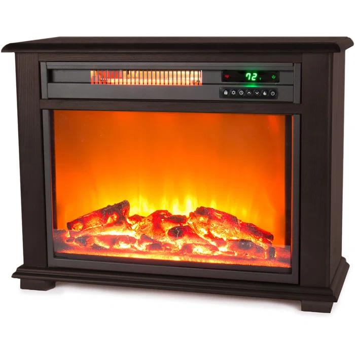 Lifesmart LifeSmart Portable Dark Walnut 3 Quartz Infrared Fireplace Heater with Remote Control and Timer