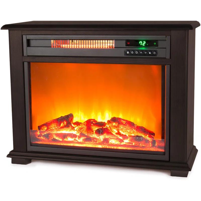 Lifesmart LifeSmart Portable Dark Walnut 3 Quartz Infrared Fireplace Heater with Remote Control and Timer