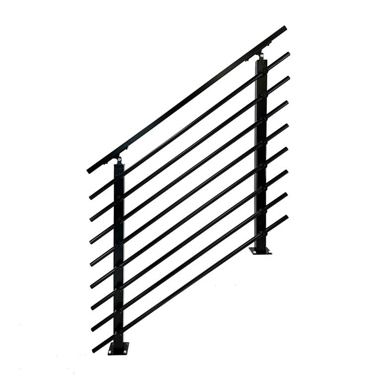 Concept Fusion Modern Horizontal Adjustable Railing Banister System for Staircases Balconies and Decks Complete Guard Railing Kit