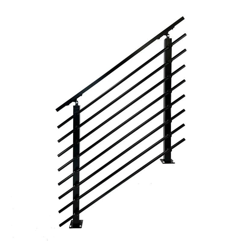Concept Fusion Modern Horizontal Adjustable Railing Banister System for Staircases Balconies and Decks Complete Guard Railing Kit