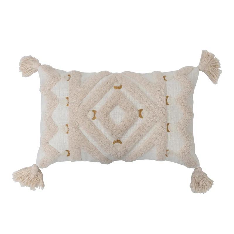 Creative Co-Op Embroidered Cotton Reversible Throw Pillow