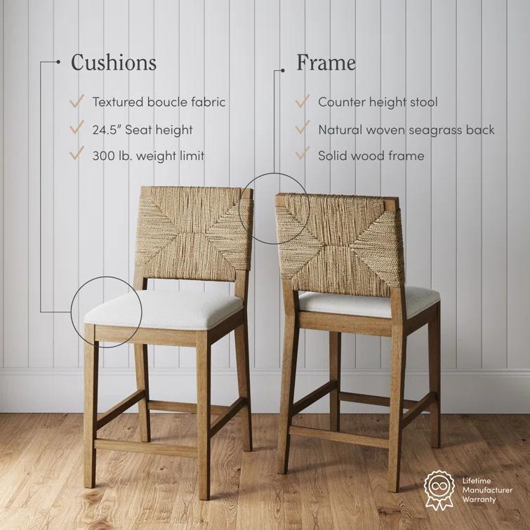 Nathan James Beacon Upholstered Counter Stool with Solid Wood Frame
