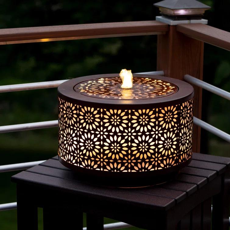 Dakota Fields Corsha Metal Weather Resistant Floor Fountain with Light