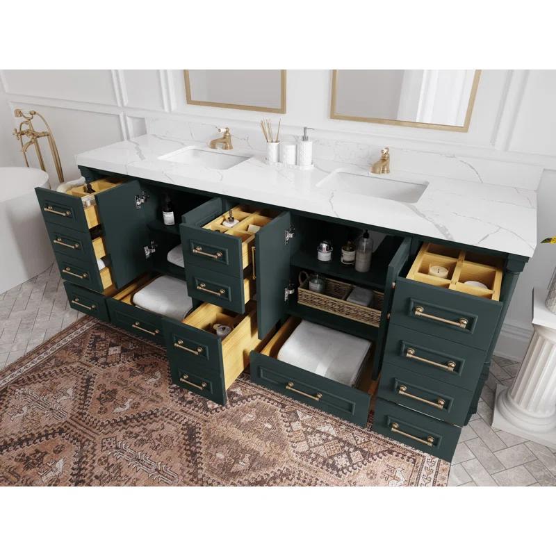Willow Collections Aberdeen 84'' Double Bathroom Vanity with Quartz Top
