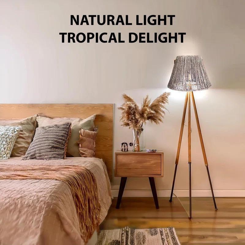 Bayou Breeze Bayou Breeze Farmhouse Water Hyacinth Drum Lamp Shades for Table Lamps, Wicker Pendant Light Shade Replacement, Rustic Light Fixture Cover, Woven Chandelier Replacement Shades for Living Room, Kitchen, Desk Decor, Spider Fitter