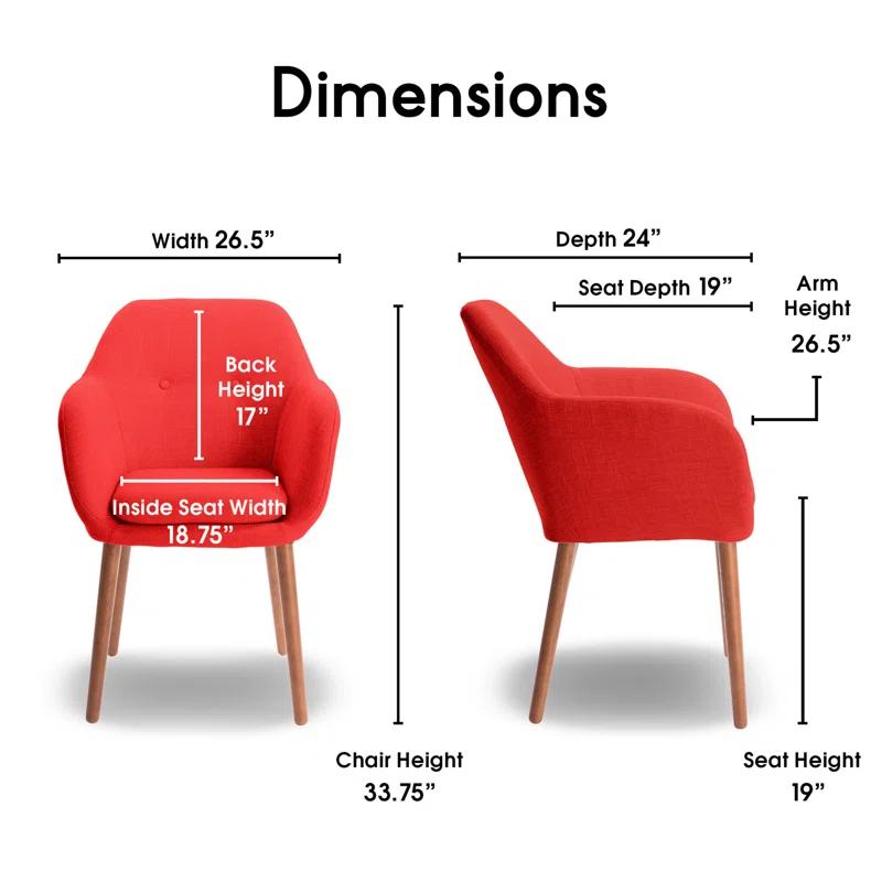 Elle Decor Adore Decor Roux Mid-Century Accent Chair for Home Office or Living Room