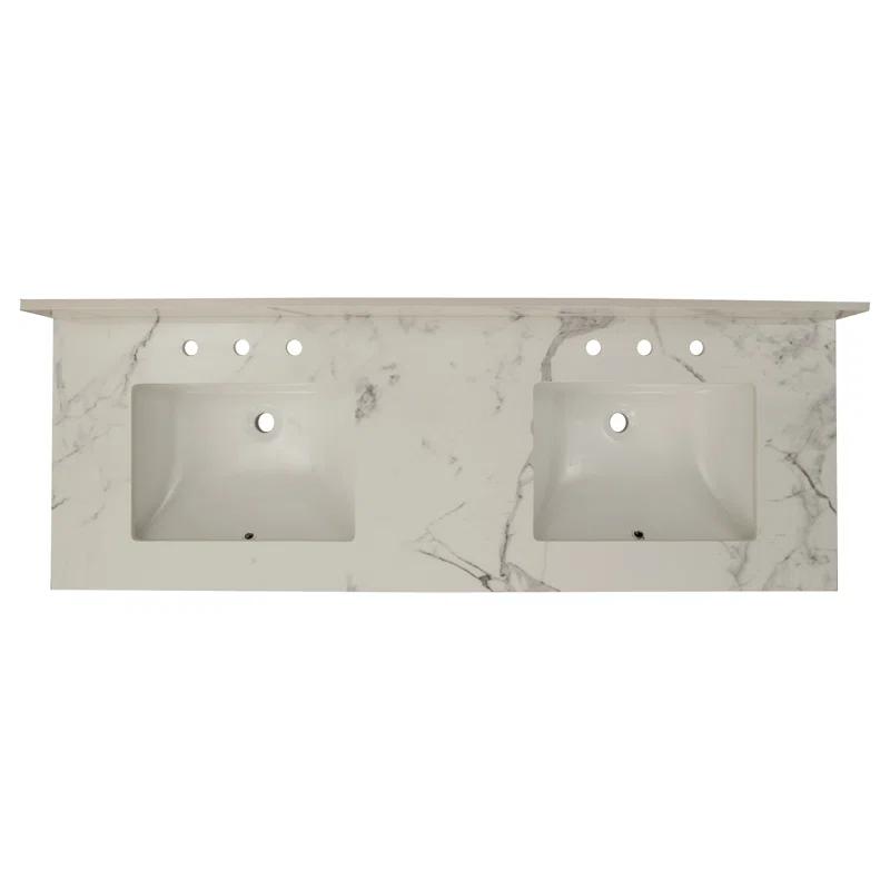 61 in. x 22 in. D Bathroom Vanity Top with Double Sinks