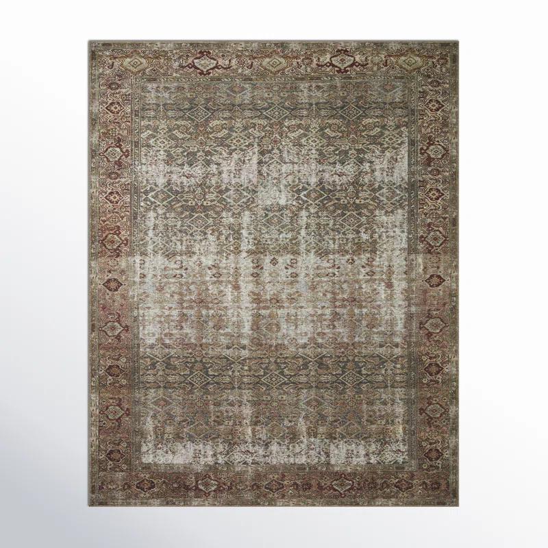Georgie Oriental Moss/Salmon Area Rug