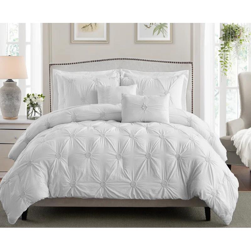 Supreme Microfiber Floral Pintuck Microfiber 3-Piece Comforter Set