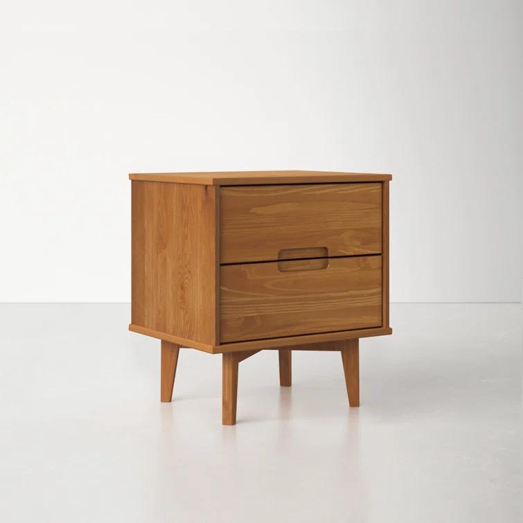 AllModern Mags Solid Wood Groove 2-Drawer Nightstand