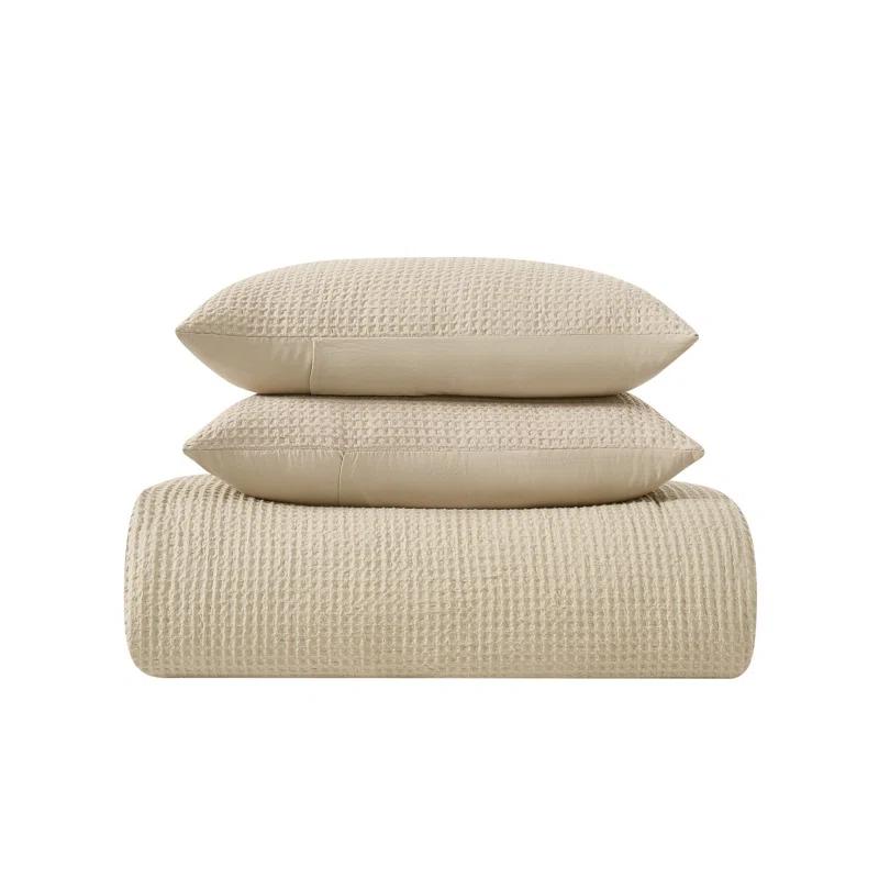 Truly Soft Textured Waffle Weave Comforter Set