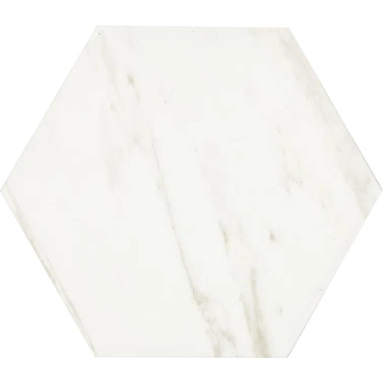 Daltile Perpetuo 8" X 9" Hexagon Porcelain Marble Look Wall & Floor Tile