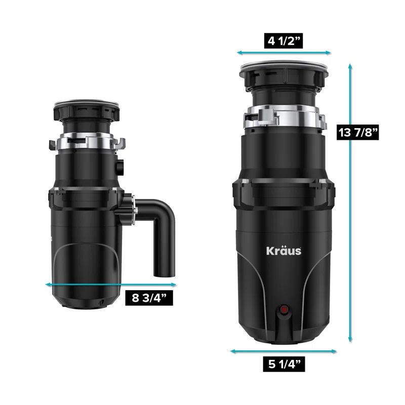 Kraus 1/3 HP WasteGuard High-Speed Ultra-Quiet Motor Garbage Disposal with Quick Connect Mount