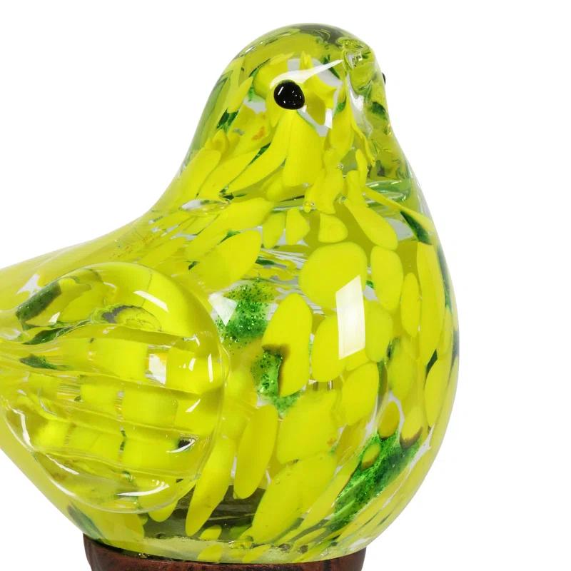 Exhart Exhart Solar Pearlized Hand Blown Glass Bird Garden Stake, 6 by 31 Inches