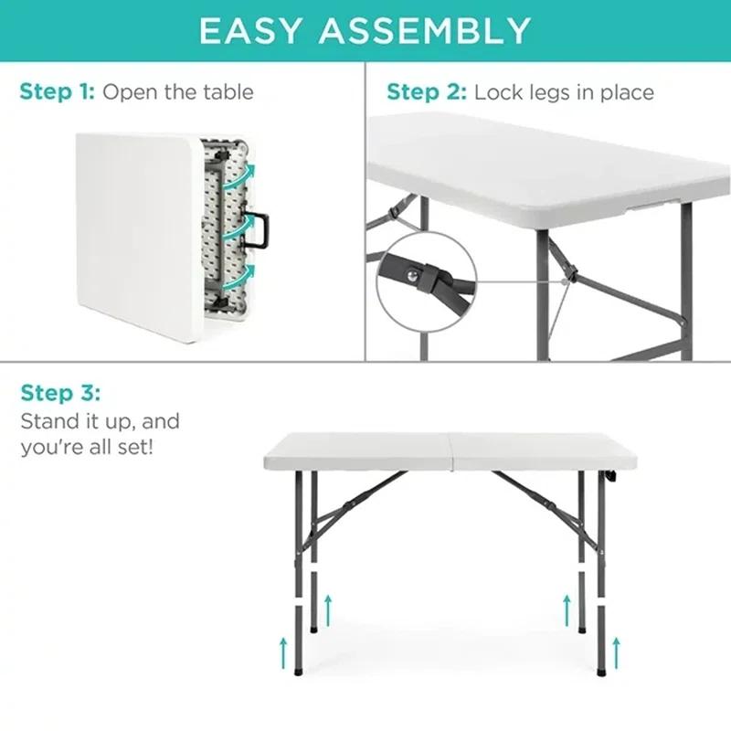 Best Choice Products Plastic Folding Table, Indoor Outdoor Heavy Duty Portable w/ Handle, Lock for Picnic