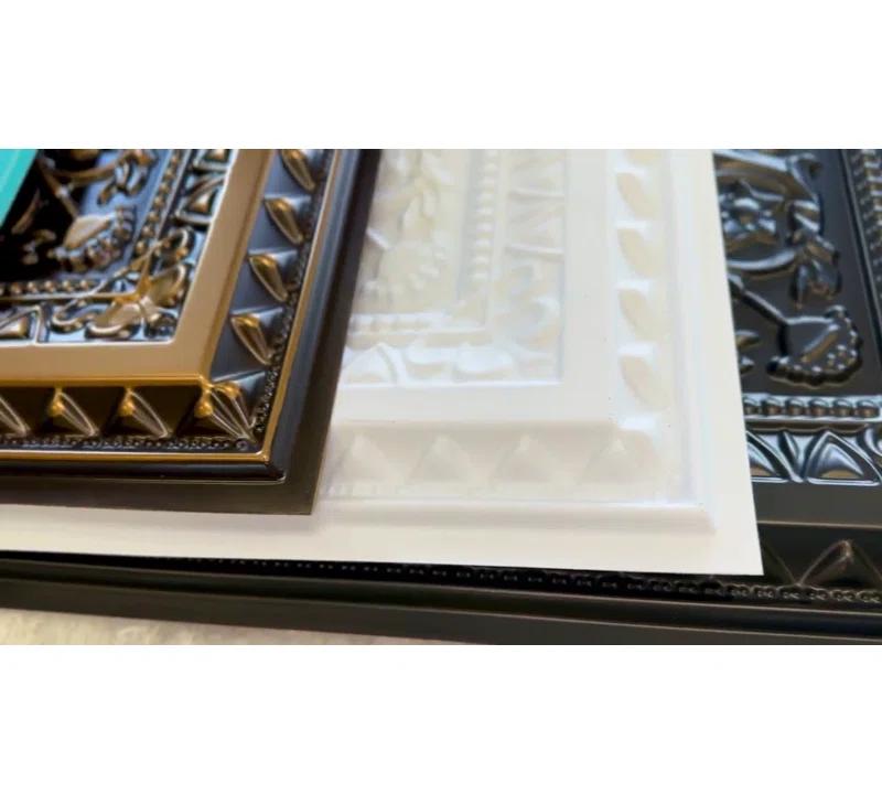 uDecor Marseille 24'' W Textured PVC Drop-In Ceiling Tile In Antique Gold (Set of 10)
