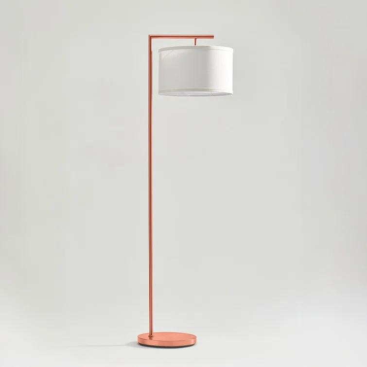 Montage Modern 60 in. Mid-Century Modern LED Floor Lamp with Fabric Drum Shade