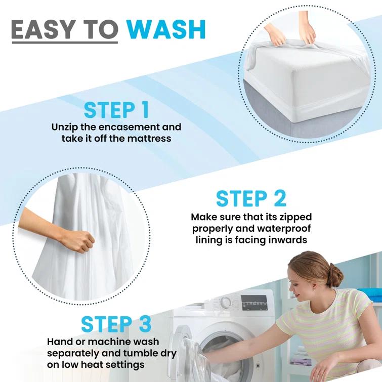 Lux Decor Collection Waterproof Zipper Encasement for Mattress Bed Bug Resistant & Hypoallergenic
