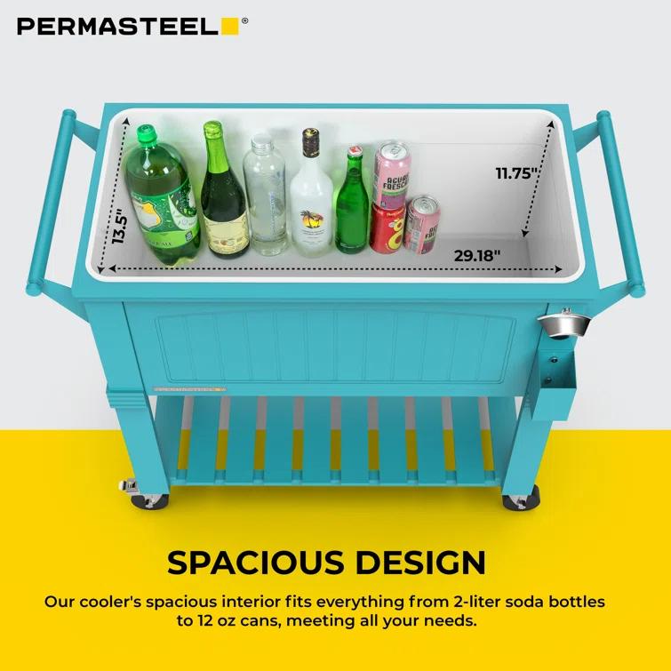Permasteel 80 Qt. Furniture Style Rolling Patio Cooler
