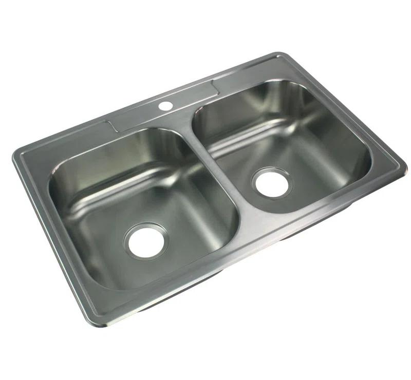 33'' L Drop-In Double Bowl Stainless Steel Kitchen Sink