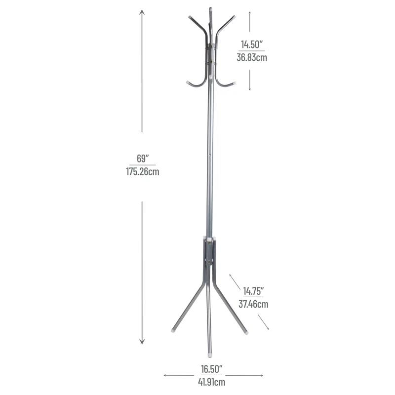 Mind Reader Mind Reader Coat Rack, Hall Tree, Freestanding, Coat Tree, Hat, Jacket, Purse, Metal, 14.75"L x 16.5"W x 69"H