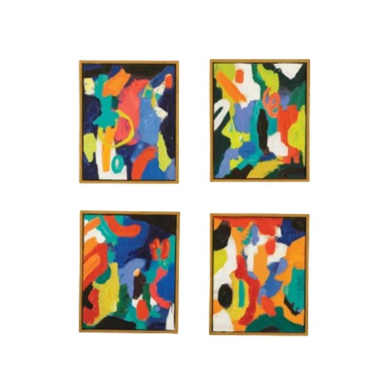 Kalalou " Set Of 4 Abstract Oil Painting " 4 - Pieces Painting Print