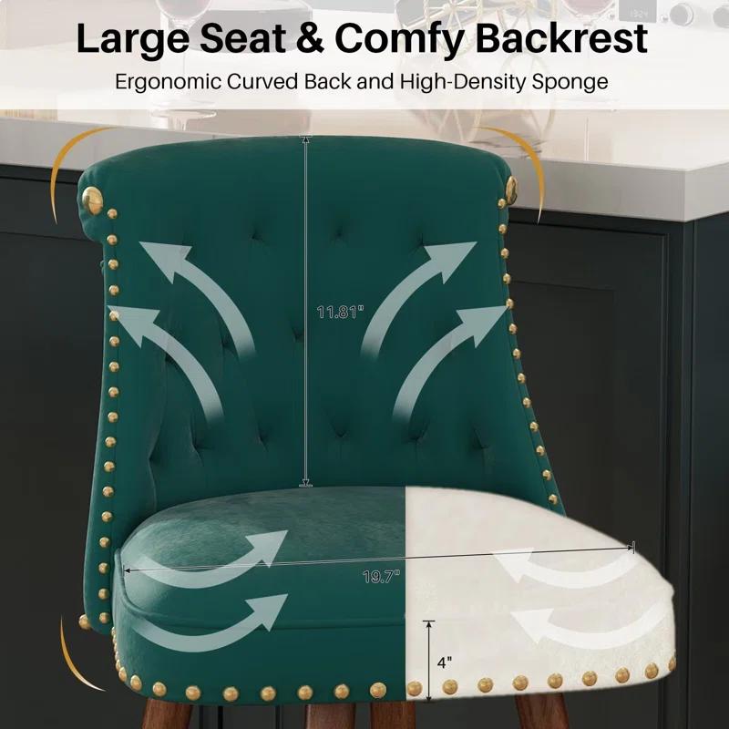 Everly Quinn Claymont Swivel 24 inch Counter Height Stools  (Set of 2) Upholstered Bar Stools with Back