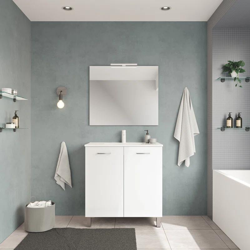 WS Bath Collections Logic 31.5'' Single Bathroom Vanity with Ceramic Top with Mirror
