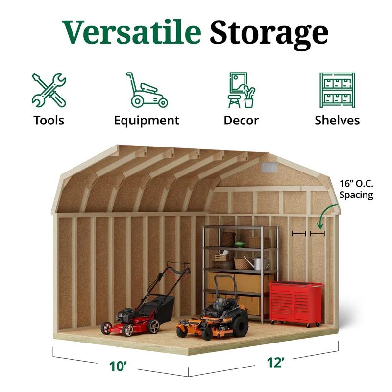 Little Cottage Co. Classic Gambrel Outdoor Wood Storage Barn with 6 ft. Sidewalls