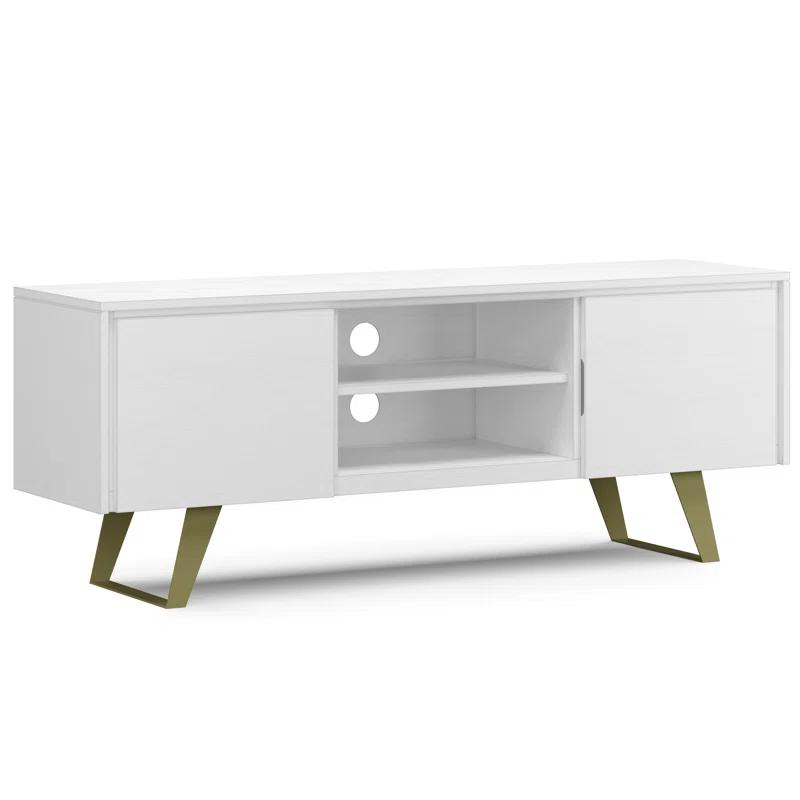 Simpli Home Lowry 63"W Solid Wood Modern Industrial TV Stand for TVs up to 70" with Storage