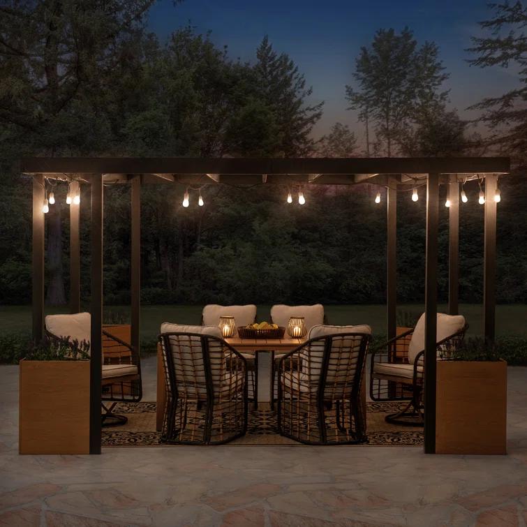 Sunjoy Sunjoy Marbella Pergola 10 x 12 ft. Outdoor Black Steel Frame Pergolas All-Season Durability High-Wind Rating for Outdoor Patio Deck Garden