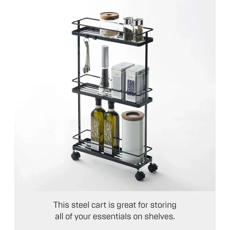 Tower Yamazaki Home Rolling Kitchen Island Metal Storage Cart, Portable Organizer Shelves