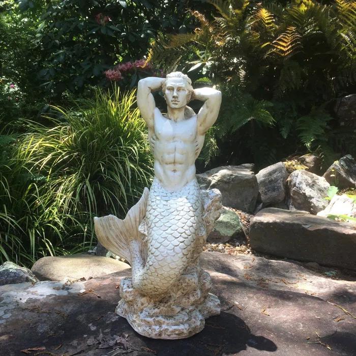 HomeStyles Life's a Beach Sexy Merman Mermaid on Coastal Rock Statue
