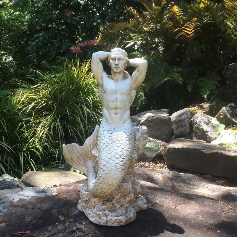 HomeStyles Life's a Beach Sexy Merman Mermaid on Coastal Rock Statue