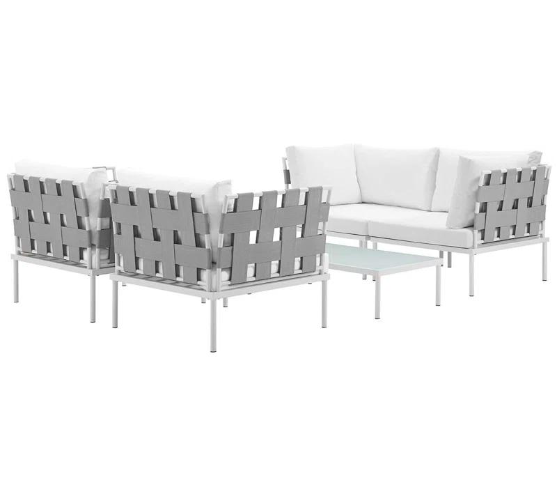 Modway Harmony 5 Piece Outdoor Patio Aluminum Sectional Sofa Set